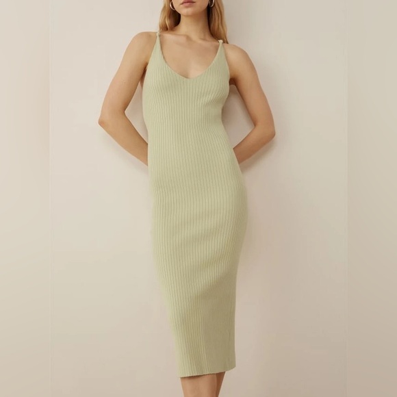 Reformation Brava Ribbed Sweater Dress in Lime NWOT